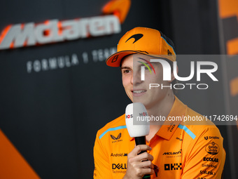 Oscar Piastri of the McLaren F1 Team MCL38 poses for a portrait during the Formula 1 Grand Prix of Brazil at Autodromo Jose Carlos Pace in S...