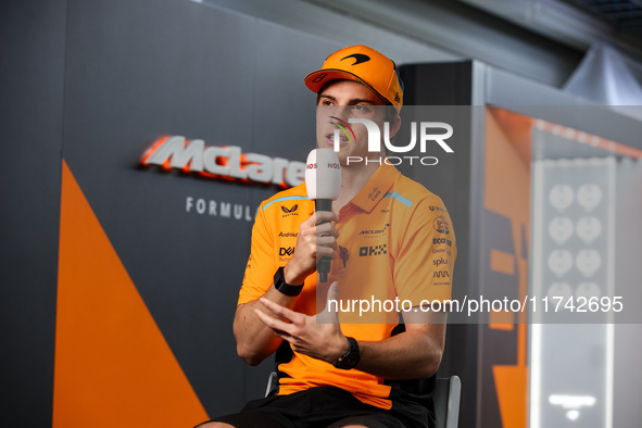 Oscar Piastri of the McLaren F1 Team MCL38 poses for a portrait during the Formula 1 Grand Prix of Brazil at Autodromo Jose Carlos Pace in S...