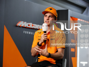 Oscar Piastri of the McLaren F1 Team MCL38 poses for a portrait during the Formula 1 Grand Prix of Brazil at Autodromo Jose Carlos Pace in S...