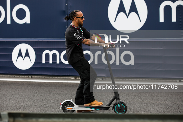 Lewis Hamilton of the Mercedes AMG F1 Team W15 poses for a portrait during the Formula 1 Grand Prix of Brazil at Autodromo Jose Carlos Pace...