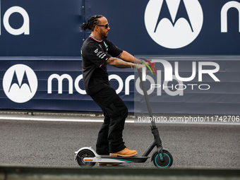 Lewis Hamilton of the Mercedes AMG F1 Team W15 poses for a portrait during the Formula 1 Grand Prix of Brazil at Autodromo Jose Carlos Pace...