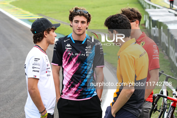 Jack Doohan of Alpine F1 Team A524, Kimi Antonelli of Mercedes AMG F1 Team, Ollie Bearman of Scuderia Ferrari, and Gabriel Bortoleto of McLa...