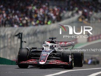 Oliver Bearman of Haas F1 Team VF-24 Ferrari competes during the Formula 1 Grand Prix of Brazil at Autodromo Jose Carlos Pace in Sao Paulo,...