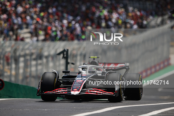 Nico Hulkenberg of the Haas F1 Team drives the VF-24 Ferrari during the Formula 1 Grand Prix of Brazil at Autodromo Jose Carlos Pace in Sao...