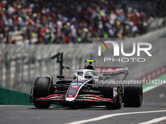 Nico Hulkenberg of the Haas F1 Team drives the VF-24 Ferrari during the Formula 1 Grand Prix of Brazil at Autodromo Jose Carlos Pace in Sao...