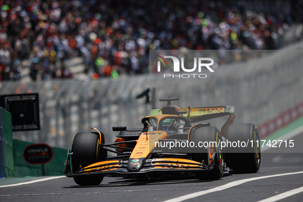 Oscar Piastri of the McLaren F1 Team drives the MCL38 during the Formula 1 Grand Prix of Brazil at Autodromo Jose Carlos Pace in Sao Paulo,...