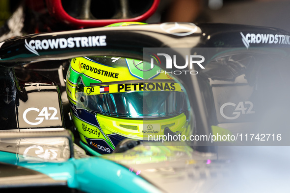 Lewis Hamilton of the Mercedes AMG F1 Team W15 poses for a portrait during the Formula 1 Grand Prix of Brazil at Autodromo Jose Carlos Pace...