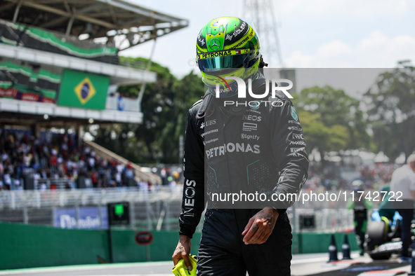 Lewis Hamilton of the Mercedes AMG F1 Team W15 poses for a portrait during the Formula 1 Grand Prix of Brazil at Autodromo Jose Carlos Pace...