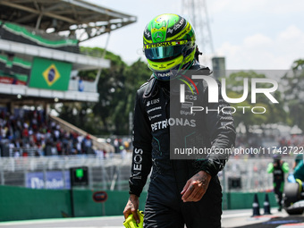 Lewis Hamilton of the Mercedes AMG F1 Team W15 poses for a portrait during the Formula 1 Grand Prix of Brazil at Autodromo Jose Carlos Pace...