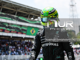 Lewis Hamilton of the Mercedes AMG F1 Team W15 poses for a portrait during the Formula 1 Grand Prix of Brazil at Autodromo Jose Carlos Pace...