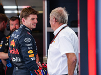 Max Verstappen of Red Bull Racing RB20 and Helmut Marko, Drivers Manager of Red Bull Racing, pose for a portrait during the Formula 1 Grand...