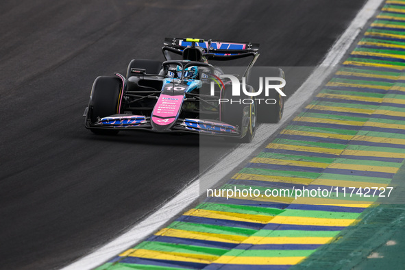 Pierre Gasly of the Alpine F1 Team drives the A524 during the Formula 1 Grand Prix of Brazil at Autodromo Jose Carlos Pace in Sao Paulo, Bra...