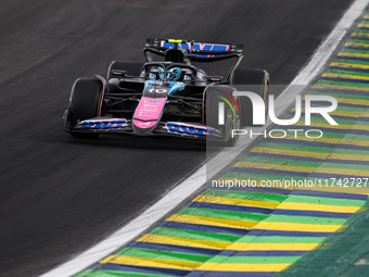 Pierre Gasly of the Alpine F1 Team drives the A524 during the Formula 1 Grand Prix of Brazil at Autodromo Jose Carlos Pace in Sao Paulo, Bra...