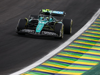 Fernando Alonso of the Aston Martin F1 Team AMR24 competes during the Formula 1 Grand Prix of Brazil at Autodromo Jose Carlos Pace in Sao Pa...