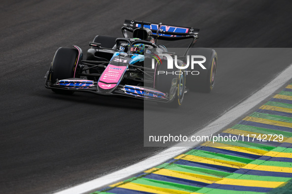 Esteban Ocon of the Alpine F1 Team A524 participates in the Formula 1 Grand Prix of Brazil at Autodromo Jose Carlos Pace in Sao Paulo, Brazi...