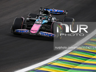 Esteban Ocon of the Alpine F1 Team A524 participates in the Formula 1 Grand Prix of Brazil at Autodromo Jose Carlos Pace in Sao Paulo, Brazi...