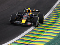 Sergio Perez of Red Bull Racing RB20 competes during the Formula 1 Grand Prix of Brazil at Autodromo Jose Carlos Pace in Sao Paulo, Brazil,...