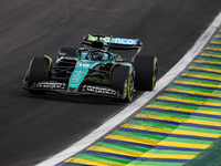 Lance Stroll of the Aston Martin F1 Team AMR24 competes during the Formula 1 Grand Prix of Brazil at Autodromo Jose Carlos Pace in Sao Paulo...