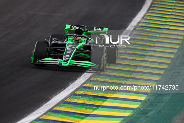 Valtteri Bottas of Stake F1 Team drives the Sauber C44 during the Formula 1 Grand Prix of Brazil at Autodromo Jose Carlos Pace in Sao Paulo,...