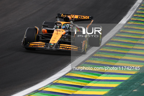 Oscar Piastri of the McLaren F1 Team drives the MCL38 during the Formula 1 Grand Prix of Brazil at Autodromo Jose Carlos Pace in Sao Paulo,...