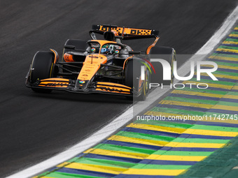 Oscar Piastri of the McLaren F1 Team drives the MCL38 during the Formula 1 Grand Prix of Brazil at Autodromo Jose Carlos Pace in Sao Paulo,...