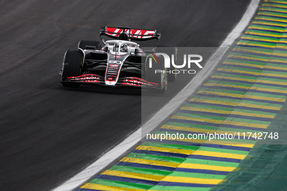 Oliver Bearman of Haas F1 Team VF-24 Ferrari competes during the Formula 1 Grand Prix of Brazil at Autodromo Jose Carlos Pace in Sao Paulo,...