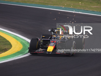 Sergio Perez of Red Bull Racing RB20 competes during the Formula 1 Grand Prix of Brazil at Autodromo Jose Carlos Pace in Sao Paulo, Brazil,...