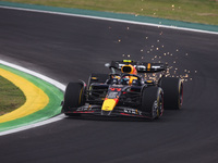 Sergio Perez of Red Bull Racing RB20 competes during the Formula 1 Grand Prix of Brazil at Autodromo Jose Carlos Pace in Sao Paulo, Brazil,...