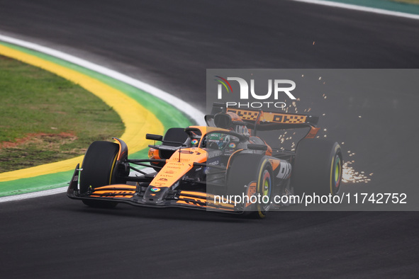 Oscar Piastri of the McLaren F1 Team drives the MCL38 during the Formula 1 Grand Prix of Brazil at Autodromo Jose Carlos Pace in Sao Paulo,...