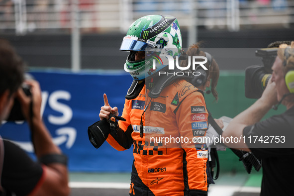 Oscar Piastri of the McLaren F1 Team MCL38 poses for a portrait during the Formula 1 Grand Prix of Brazil at Autodromo Jose Carlos Pace in S...