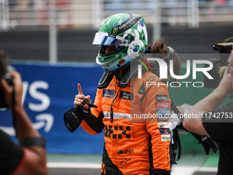 Oscar Piastri of the McLaren F1 Team MCL38 poses for a portrait during the Formula 1 Grand Prix of Brazil at Autodromo Jose Carlos Pace in S...