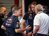 Christian Horner, Team Principal of Red Bull Racing, and Helmut Marko, Drivers Manager of Red Bull Racing, pose for a portrait during the Fo...