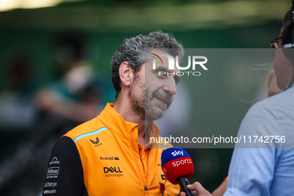 Andrea Stella, Team Principal of the McLaren F1 Team, poses for a portrait during the Formula 1 Grand Prix of Brazil at Autodromo Jose Carlo...