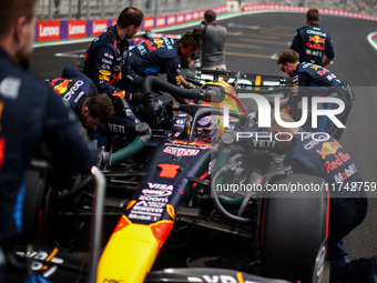 Max Verstappen of Red Bull Racing RB20 participates in the Formula 1 Grand Prix of Brazil at Autodromo Jose Carlos Pace in Sao Paulo, Brazil...