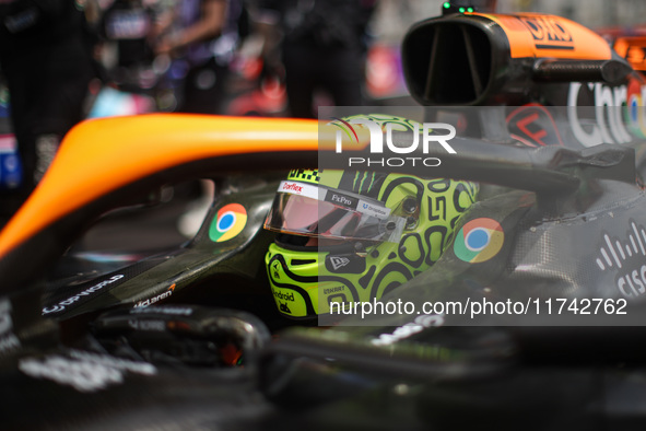 Lando Norris of the McLaren F1 Team MCL38 poses for a portrait during the Formula 1 Grand Prix of Brazil at Autodromo Jose Carlos Pace in Sa...