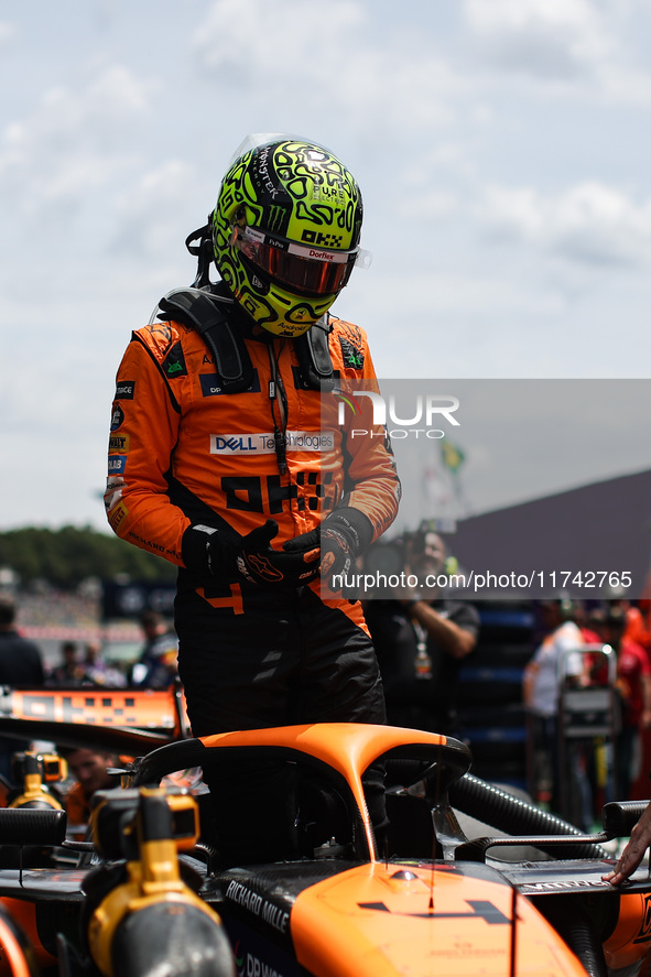 Lando Norris of the McLaren F1 Team MCL38 poses for a portrait during the Formula 1 Grand Prix of Brazil at Autodromo Jose Carlos Pace in Sa...