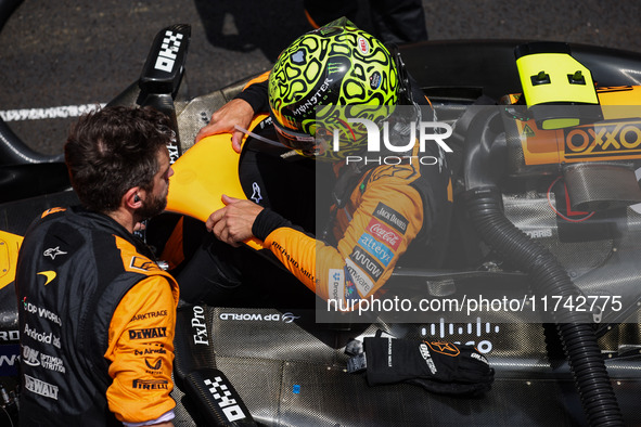 Lando Norris of the McLaren F1 Team MCL38 poses for a portrait during the Formula 1 Grand Prix of Brazil at Autodromo Jose Carlos Pace in Sa...