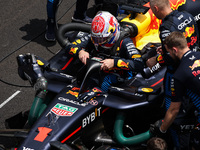 Max Verstappen of Red Bull Racing RB20 is portrayed during the Formula 1 Grand Prix of Brazil at Autodromo Jose Carlos Pace in Sao Paulo, Br...