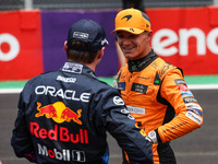 Max Verstappen of Red Bull Racing RB20 and Lando Norris of McLaren F1 Team MCL38 pose for a portrait during the Formula 1 Grand Prix of Braz...