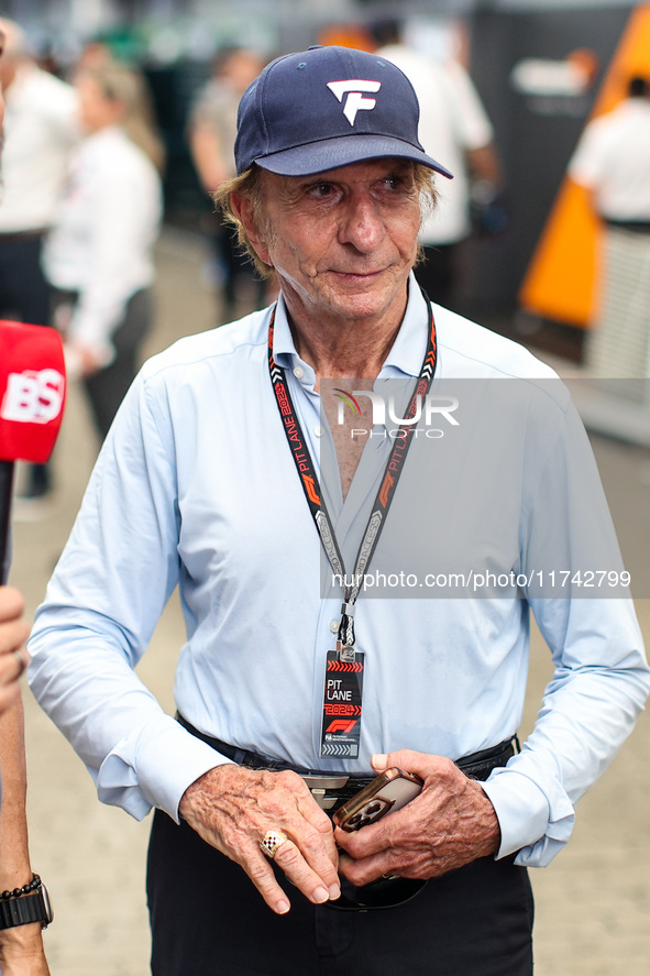 Emerson Fittipaldi poses for a portrait during the Formula 1 Grand Prix of Brazil at Autodromo Jose Carlos Pace in Sao Paulo, Brazil, on Oct...