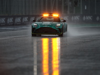 Bernd Maylander drives the Aston Martin Vantage safety car during the Formula 1 Grand Prix of Brazil at Autodromo Jose Carlos Pace in Sao Pa...