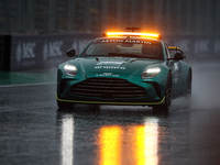 Bernd Maylander drives the Aston Martin Vantage safety car during the Formula 1 Grand Prix of Brazil at Autodromo Jose Carlos Pace in Sao Pa...