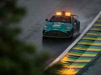 Bernd Maylander drives the Aston Martin Vantage safety car during the Formula 1 Grand Prix of Brazil at Autodromo Jose Carlos Pace in Sao Pa...