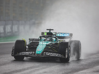 Lance Stroll of the Aston Martin F1 Team AMR24 competes during the Formula 1 Grand Prix of Brazil at Autodromo Jose Carlos Pace in Sao Paulo...