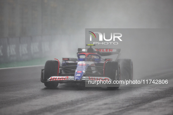 Yuki Tsunoda of the Visa Cash App RB F1 Team VCARB 01 competes during the Formula 1 Grand Prix of Brazil at Autodromo Jose Carlos Pace in Sa...