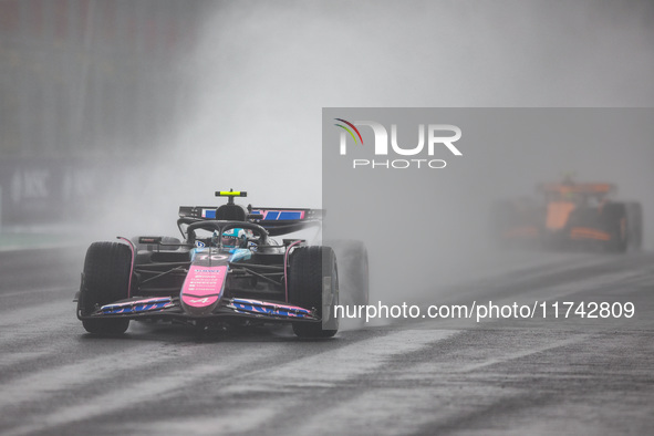 Pierre Gasly of the Alpine F1 Team drives the A524 during the Formula 1 Grand Prix of Brazil at Autodromo Jose Carlos Pace in Sao Paulo, Bra...