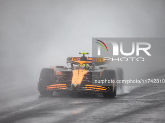 Lando Norris of the McLaren F1 Team drives the MCL38 during the Formula 1 Grand Prix of Brazil at Autodromo Jose Carlos Pace in Sao Paulo, B...