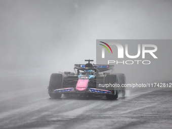 Esteban Ocon of the Alpine F1 Team A524 participates in the Formula 1 Grand Prix of Brazil at Autodromo Jose Carlos Pace in Sao Paulo, Brazi...