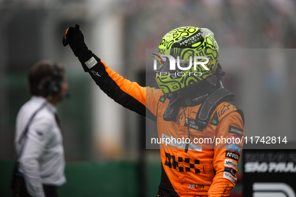 Lando Norris of the McLaren F1 Team MCL38 poses for a portrait during the Formula 1 Grand Prix of Brazil at Autodromo Jose Carlos Pace in Sa...