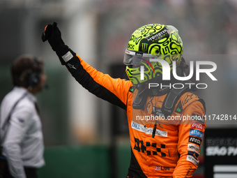 Lando Norris of the McLaren F1 Team MCL38 poses for a portrait during the Formula 1 Grand Prix of Brazil at Autodromo Jose Carlos Pace in Sa...